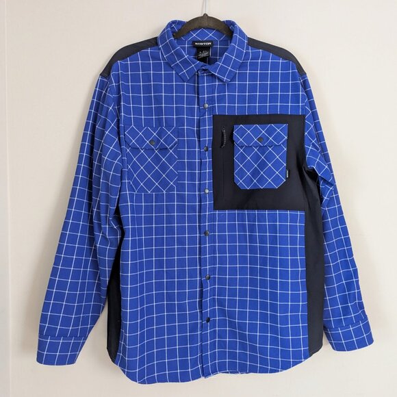 BURTON Brighton Performance Flannel Men's L Shirt in Cobalt Blue Performer Plaid - Picture 2 of 9